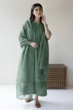 Dhanak-3PC Embroidered Shirt With Organza Embroidered Dupatta- 64 - Image 2