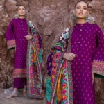 3PC Dhanak Embroidered Shirt With Printed Dupatta-132 - Image 9