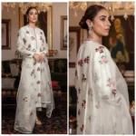 Silk 3PC Embroidered With Organza Embroidered Dupatta-67 - Image 7