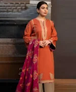 3PC Dhanak Embroidered Shirt With Digital Printed Shawl-68