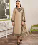 3PC Dhanak Embroidered Shirt With Printed Dupatta-80 - Image 8