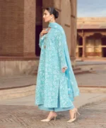 Linen 3PC Embroidered With Chiffon Embroidered Dupatta- 93