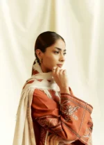 3PC Dhanak Embroidered Shirt With Digital Printed Shawl-163 - Image 4