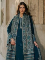 Dhanak-3PC Embroidered Shirt with Digital Printed Wool Shawl - 172 - Image 4