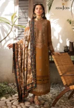 Dhanak-3PC Embroidered Shirt with Digital Printed Wool Shawl - 171