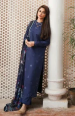3PC DHANAK EMBROIDERED SHIRT WITH PRINTED WOOL SHAWL- 127 - Image 3