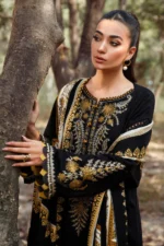 Dhanak-3PC Embroidered Shirt with Digital Printed Wool Shawl - 96 - Image 3