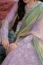 Dhanak-3PC Embroidered Shirt with Digital Printed Wool Shawl - 91 - Image 3