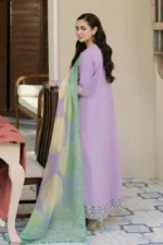 Dhanak-3PC Embroidered Shirt with Digital Printed Wool Shawl - 91 - Image 4