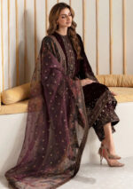 Velvet-3pc Embroidered with Organza Embroidered Dupatta- 168 - Image 2