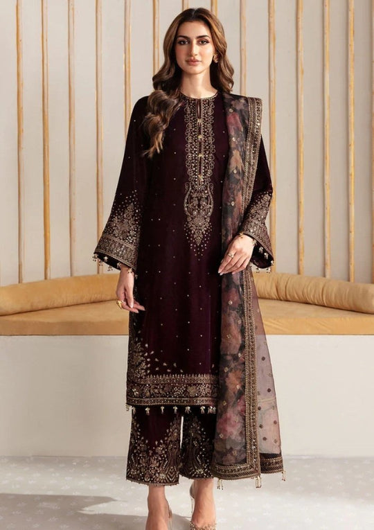 velvet-3pc-embroidered-with-organza-embroidered-dupatta-956- (4) Velvet-3pc Embroidered with Organza Embroidered Dupatta- 168 - Image 1